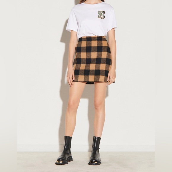 SANDRO Black and Camel Mini Skirt - Size 0 / XS - Picture 1 of 5